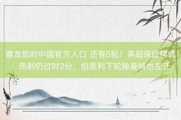 尊龙凯时中国官方入口 还有5轮！英超保级样式：热刺仍过时2分，伯恩利下轮输曼城也左迁