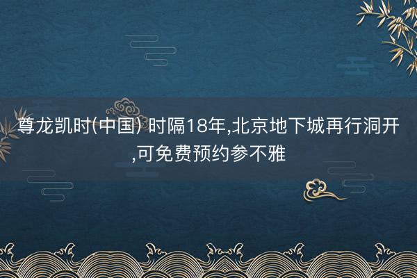 尊龙凯时(中国) 时隔18年，北京地下城再行洞开，可免费预约参不雅