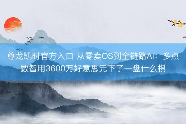 尊龙凯时官方入口 从零卖OS到全链路AI：多点数智用3600万好意思元下了一盘什么棋