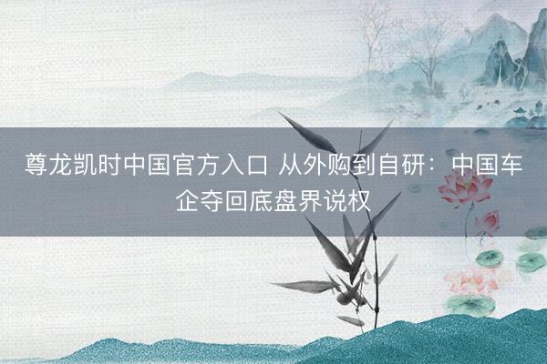 尊龙凯时中国官方入口 从外购到自研:中国车企夺回底盘界说权