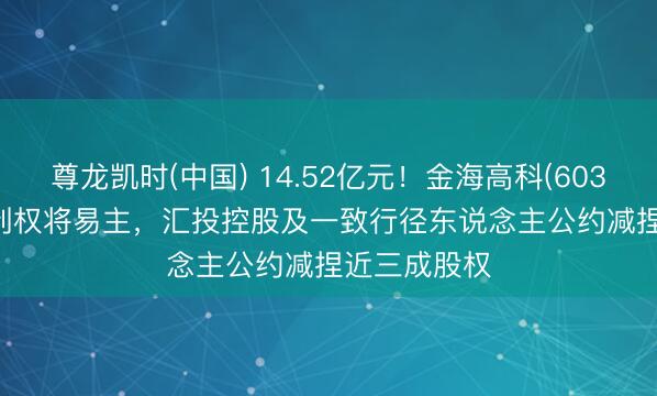 尊龙凯时(中国) 14.52亿元！金海高科(603311.SH)胁制权将易主，汇投控股及一致行径东说念主公约减捏近三成股权
