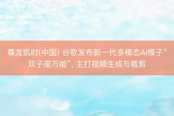 尊龙凯时(中国) 谷歌发布新一代多模态AI模子“双子座万能”, 主打视频生成与裁剪
