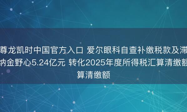 尊龙凯时中国官方入口 爱尔眼科自查补缴税款及滞纳金野心5.24亿元 转化2025年度所得税汇算清缴额