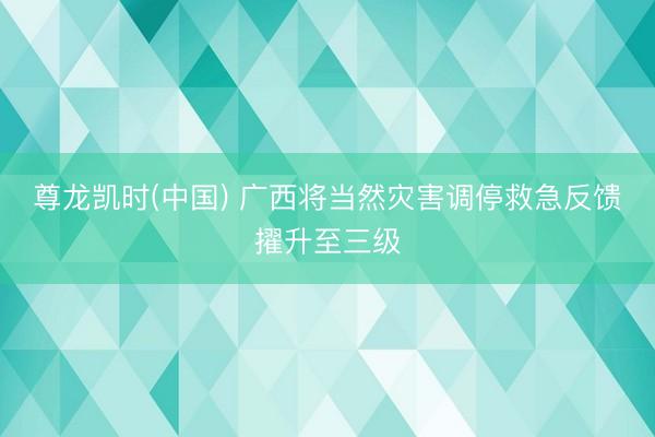 尊龙凯时(中国) 广西将当然灾害调停救急反馈擢升至三级