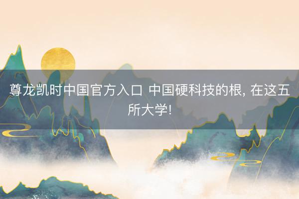 尊龙凯时中国官方入口 中国硬科技的根， 在这五所大学!