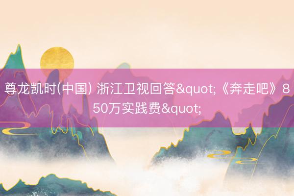 尊龙凯时(中国) 浙江卫视回答"《奔走吧》850万实践费"