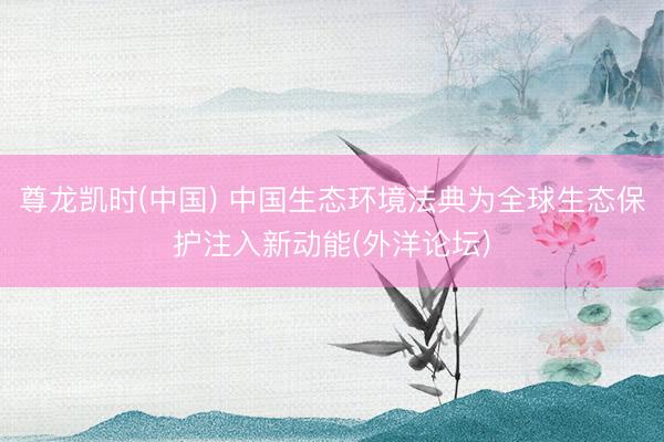 尊龙凯时(中国) 中国生态环境法典为全球生态保护注入新动能(外洋论坛)