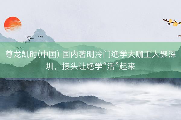 尊龙凯时(中国) 国内著明冷门绝学大咖王人聚深圳，接头让绝学“活”起来
