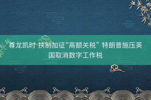 尊龙凯时 挟制加征“高额关税” 特朗普施压英国取消数字工作税