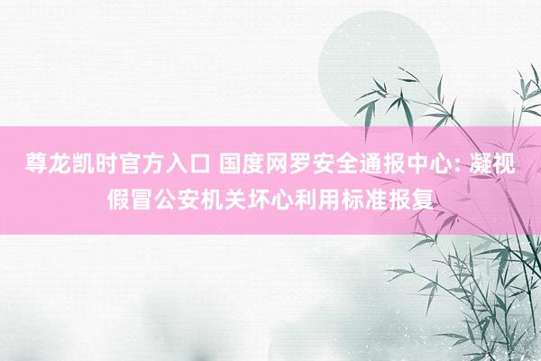 尊龙凯时官方入口 国度网罗安全通报中心: 凝视假冒公安机关坏心利用标准报复